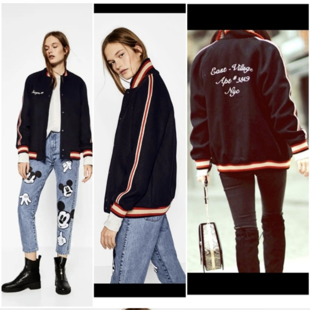 Zara TRF Oversized NYC Varsity Bomber Jacket